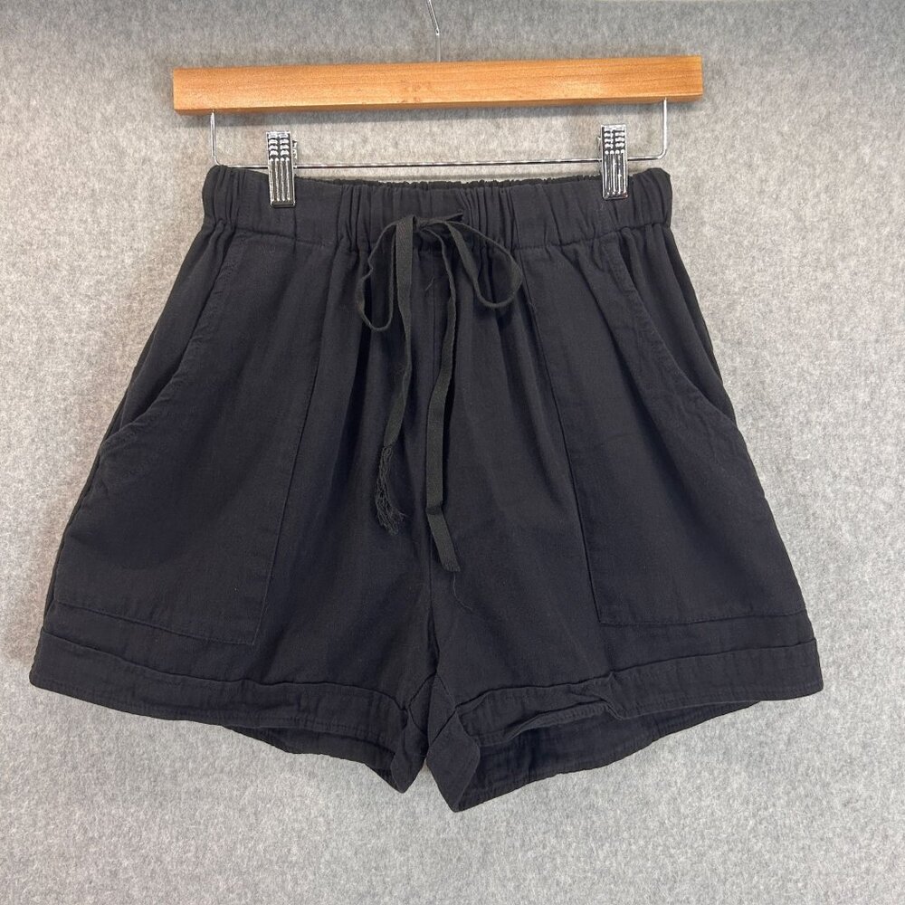 Misslook Black Drawstring Shorts Pockets Classic Casual Summer Women Size Medium